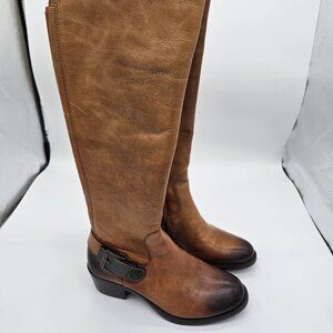 Vincent Camuto Bedina Women Brown Leather Pull On Riding Boot Over Knee Size 5.5